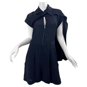 Karl Lagerfeld 1990s Black Avant Garde Vintage 90s Sash Zipper Mini Dress